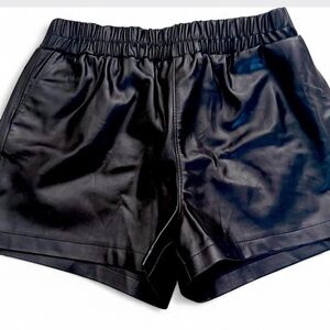 Black Faux Leather Women Shorts M